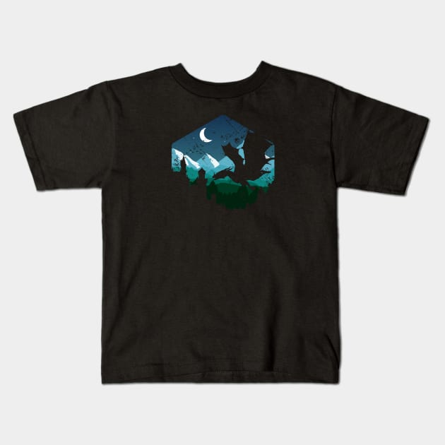 Dragon Castle Night Sky Kids T-Shirt by OfficialTeeDreams